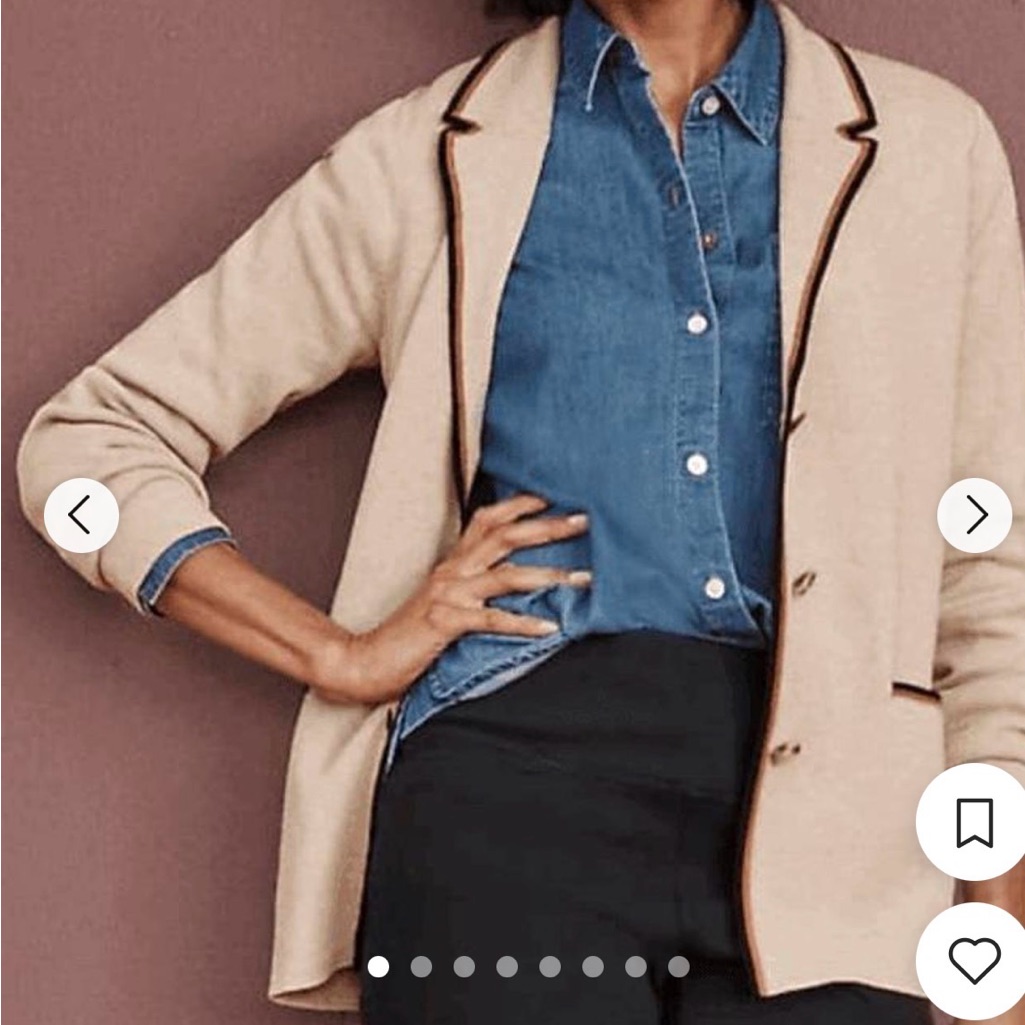 J. Jill Cream Blazer With Black Accents